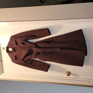 H&M Dark Brown Oversized Trench Pea Overcoat With Waist Belt